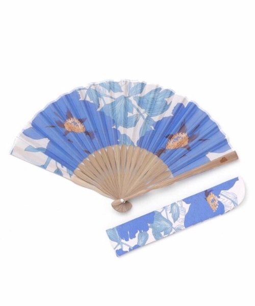 カヤ(カヤ)の「【カヤ】華めき牡丹 竹扇子 袋付き(扇子/うちわ・レディース・ネイビー/キナリ/ライトグレー/ホワイト×イエロー・FREE)」の1枚目の写真