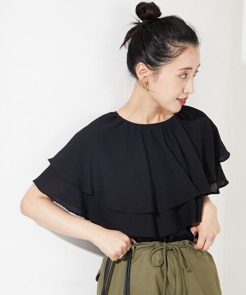 「FREAK'S STORE」 ノースリーブブラウス フリ- ナチュラル レディース FREAK'S STORE｜インドボイル フリルノースリーブブラウス 25SS