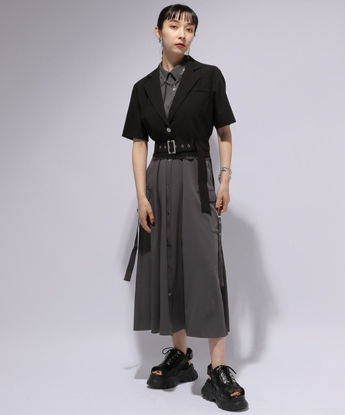 HARE（ハレ）の「カットオフショートジャケット(HARE)（テーラードジャケット・レディース・オフホワイト/ブラック・FREE）」の5枚目の写真