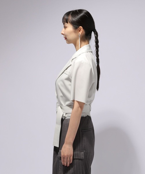 HARE（ハレ）の「カットオフショートジャケット(HARE)（テーラードジャケット・レディース・オフホワイト/ブラック・FREE）」の10枚目の写真