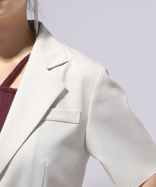 HARE（ハレ）の「カットオフショートジャケット(HARE)（テーラードジャケット・レディース・オフホワイト/ブラック・FREE）」の14枚目の写真