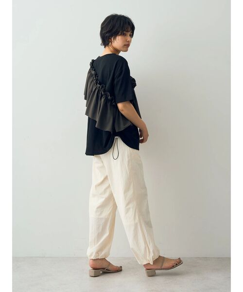 Editt by YECCA VECCA（エディットバイイェッカヴェッカ）の「ラッフルデザインドロストアシメTee（Tシャツ/カットソー・レディース・ブラック/オフホワイト/ネイビー・FREE）」の22枚目の写真