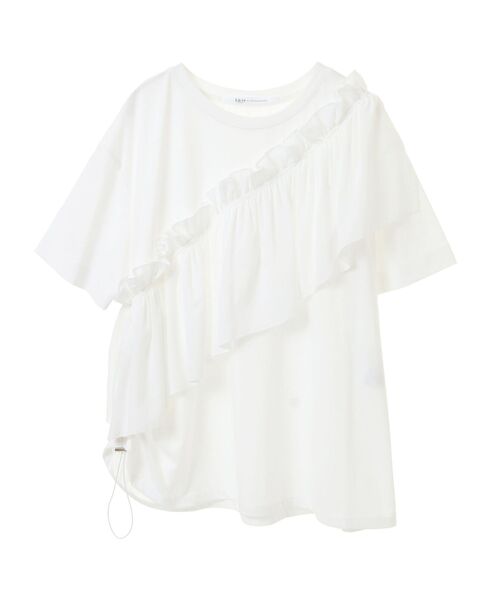 Editt by YECCA VECCA（エディットバイイェッカヴェッカ）の「ラッフルデザインドロストアシメTee（Tシャツ/カットソー・レディース・ブラック/オフホワイト/ネイビー・FREE）」の10枚目の写真