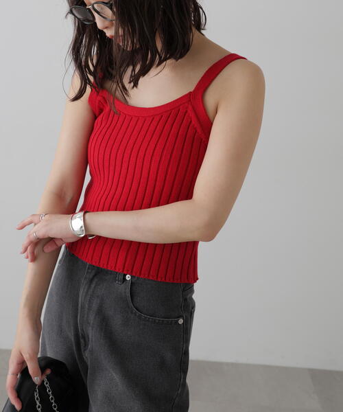 FREE'S MART(フリーズマート)の「◆リブニットタンクトップ(タンクトップ・レディース・ホワイト/グレー/ブラック/レッド・FREE)」の4枚目の写真