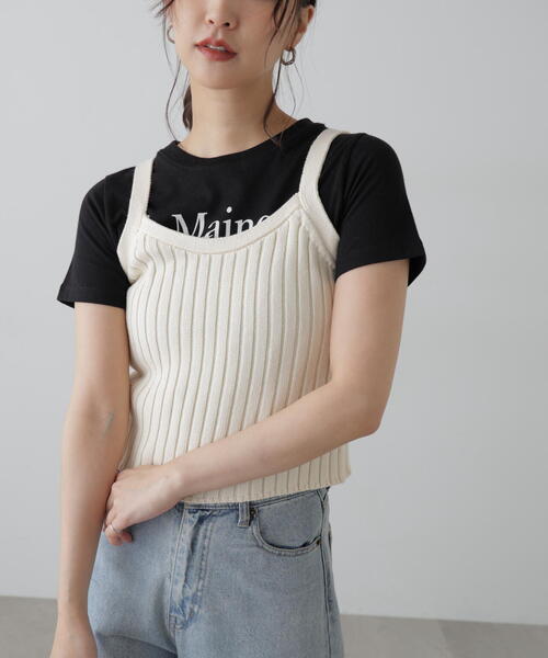 FREE'S MART(フリーズマート)の「◆リブニットタンクトップ(タンクトップ・レディース・ホワイト/グレー/ブラック/レッド・FREE)」の2枚目の写真