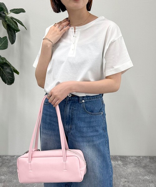 fredy emue（フレディエミュ）の「シルケット袖口 ロールTシャツ（Tシャツ/カットソー・レディース・ピンク/グレイッシュブルー/オフホワイト/チャコールグレー/グレイッシュベージュ・38）」の15枚目の写真