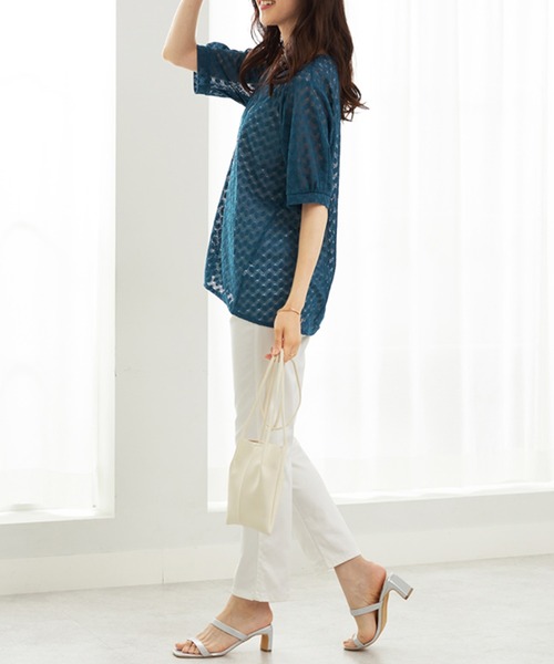 BELLUNA PLUS（ベルーナ）の「ラッセルレースパフ袖アンサンブル（アンサンブル・レディース・ライラック/ブルー/ブラック・MEDIUM/LARGE/X-LARGE）」の17枚目の写真