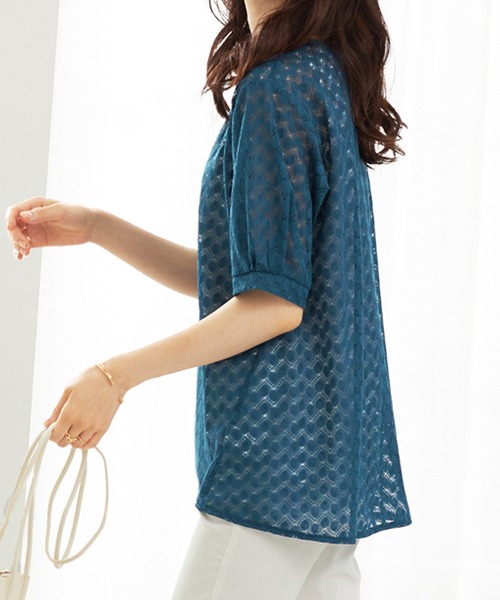 BELLUNA PLUS（ベルーナ）の「ラッセルレースパフ袖アンサンブル（アンサンブル・レディース・ライラック/ブルー/ブラック・MEDIUM/LARGE/X-LARGE）」の21枚目の写真