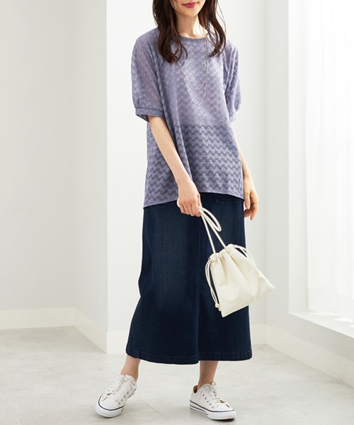 BELLUNA PLUS（ベルーナ）の「ラッセルレースパフ袖アンサンブル（アンサンブル・レディース・ライラック/ブルー/ブラック・MEDIUM/LARGE/X-LARGE）」の12枚目の写真