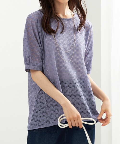 BELLUNA PLUS（ベルーナ）の「ラッセルレースパフ袖アンサンブル（アンサンブル・レディース・ライラック/ブルー/ブラック・MEDIUM/LARGE/X-LARGE）」の14枚目の写真