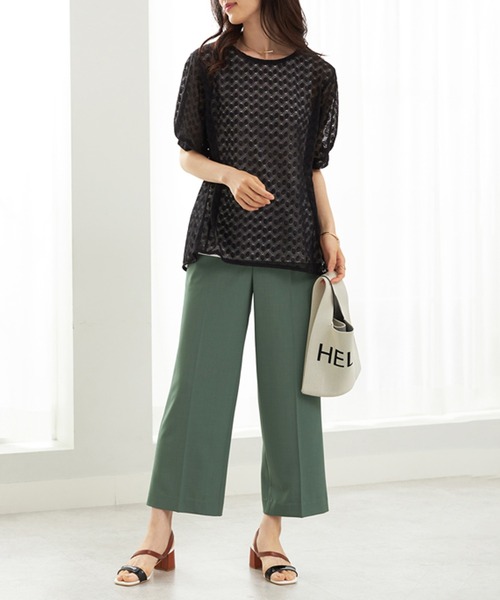 BELLUNA PLUS（ベルーナ）の「ラッセルレースパフ袖アンサンブル（アンサンブル・レディース・ライラック/ブルー/ブラック・MEDIUM/LARGE/X-LARGE）」の9枚目の写真