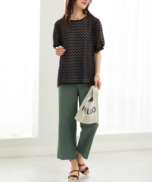 BELLUNA PLUS（ベルーナ）の「ラッセルレースパフ袖アンサンブル（アンサンブル・レディース・ライラック/ブルー/ブラック・MEDIUM/LARGE/X-LARGE）」の7枚目の写真