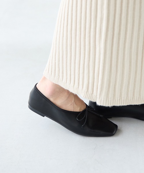 welleg（ウェレッグ）の「甲深 スクエアトゥ リボン バレエシューズ（バレエシューズ・レディース・アイボリー/ブラウン/ブラック・26.0cm/21.5cm/22.0cm/24.5cm/25.5cm/26.5cm/23.0cm/24.0cm/25.0cm/22.5cm/23.5cm）」の9枚目の写真