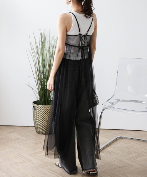 AMELY(エミリー)の「前後2wayシアーチュールキャミワンピ(サロペット/オーバーオール・レディース・モカ/ホワイト/ブラック・フリー)」の22枚目の写真