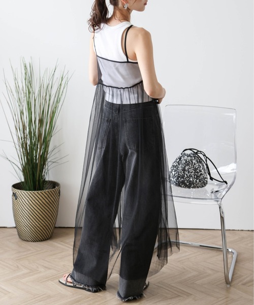 AMELY(エミリー)の「前後2wayシアーチュールキャミワンピ(サロペット/オーバーオール・レディース・モカ/ホワイト/ブラック・フリー)」の21枚目の写真