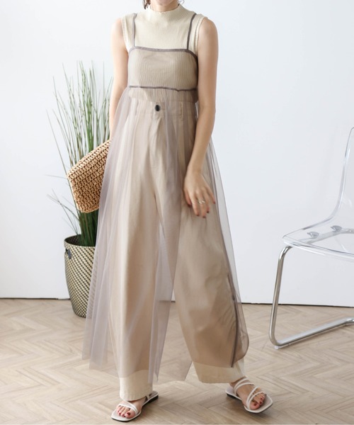 AMELY(エミリー)の「前後2wayシアーチュールキャミワンピ(サロペット/オーバーオール・レディース・モカ/ホワイト/ブラック・フリー)」の20枚目の写真