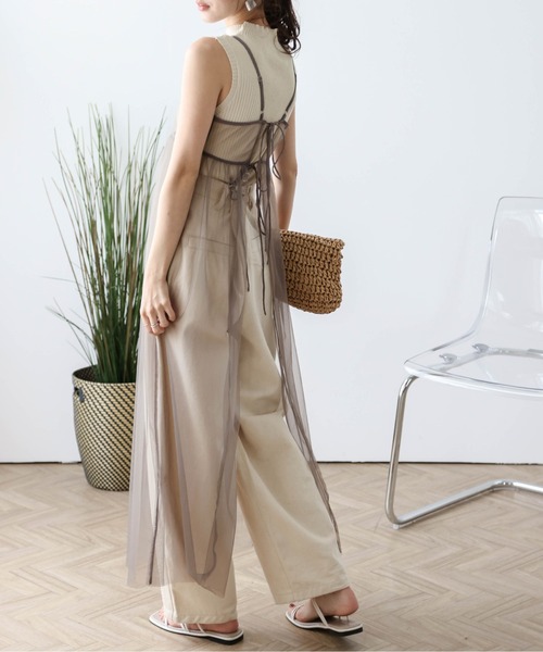 AMELY(エミリー)の「前後2wayシアーチュールキャミワンピ(サロペット/オーバーオール・レディース・モカ/ホワイト/ブラック・フリー)」の18枚目の写真