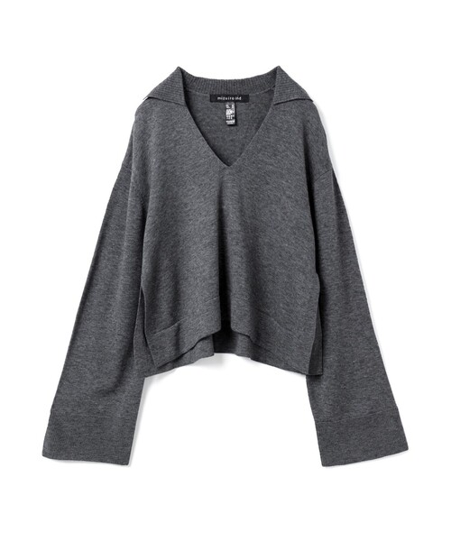 mizuiroind(ミズイロインド)の「mizuiro ind スキッパープルオーバー(ニット/セーター・レディース・サンドベージュ/ネイビー/ライトグレー/グレー/ブラック・FREE)」の4枚目の写真