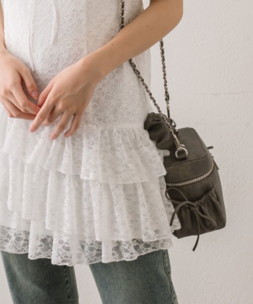 OLIVE des OLIVE（オリーブデオリーブ）の「ドロストバニティバッグ（ショルダーバッグ・レディース・ピンク/ブラック/アイボリー・FREE）」の13枚目の写真