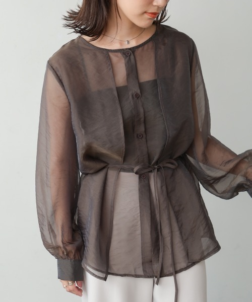 GIUGIU  シースループルオーバー HAKUJI(ハクジ)/Print sheer rib H/N PO(プリント シアー リブ