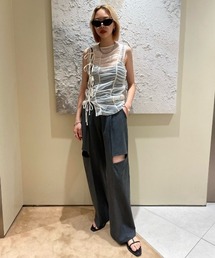JOSE MOON（ジョゼムーン）の「SHEER GATHER RIBBON TOPS/シアー