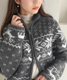 mily bilet（ミウィビレット）の「【mily bilet】冬の定番でアレンジ万能♪ノルディック柄ダブルジップニットカーディガン(長袖)（カーディガン/ボレロ・レディース）」