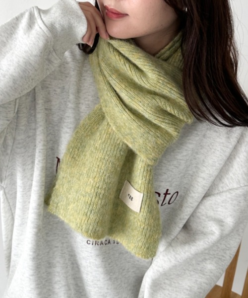 CLEA（クレア）の「メランジニットショートマフラー（マフラー・レディース・チャコールグレー/ブルー/アイボリー/モカ/ブラウン/ライトブルー/ライトグリーン・FREE）」の7枚目の写真