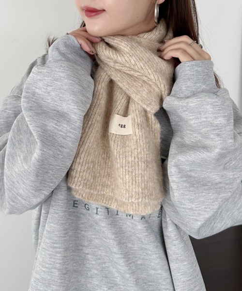 CLEA(クレア)の「メランジニットショートマフラー(マフラー・レディース・アイボリー/チャコールグレー/モカ/ブルー/ブラウン・FREE)」の7枚目の写真