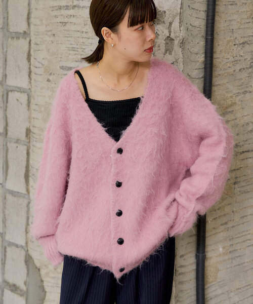 WHIMSIC（ウィムジック）の「【UNISEX】シャギーニットカーディガン（カーディガン/ボレロ・レディース・グレー/ブラウン/グリーン/ピンク/イエロー・FREE）」の5枚目の写真