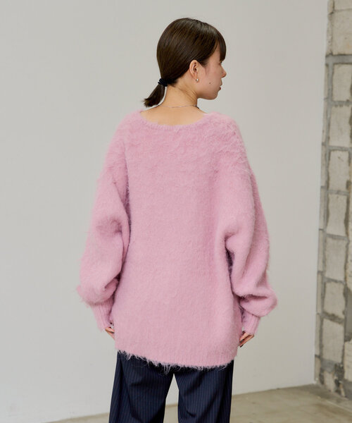 WHIMSIC（ウィムジック）の「【UNISEX】シャギーニットカーディガン（カーディガン/ボレロ・レディース・グレー/ブラウン/グリーン/ピンク/イエロー・FREE）」の17枚目の写真