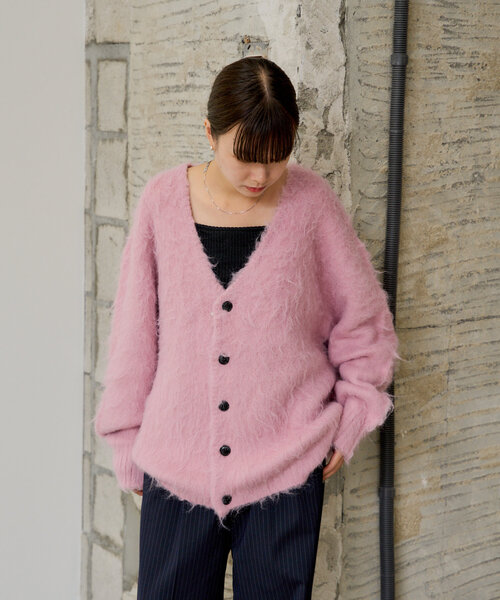 WHIMSIC（ウィムジック）の「【UNISEX】シャギーニットカーディガン（カーディガン/ボレロ・レディース・グレー/ブラウン/グリーン/ピンク/イエロー・FREE）」の11枚目の写真