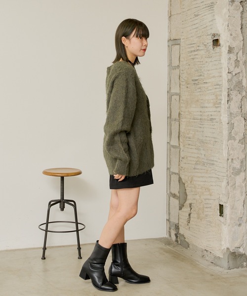 WHIMSIC（ウィムジック）の「【UNISEX】シャギーニットカーディガン（カーディガン/ボレロ・レディース・グレー/ブラウン/グリーン/ピンク/イエロー・FREE）」の6枚目の写真