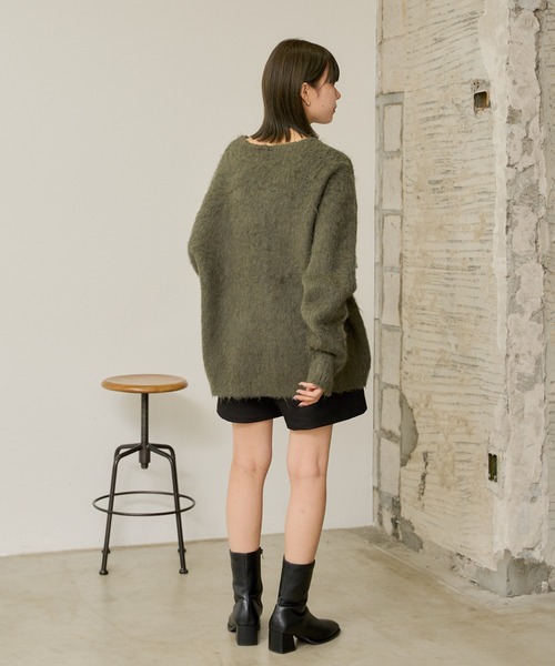 WHIMSIC（ウィムジック）の「【UNISEX】シャギーニットカーディガン（カーディガン/ボレロ・レディース・グレー/ブラウン/グリーン/ピンク/イエロー・FREE）」の8枚目の写真