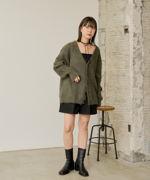 WHIMSIC（ウィムジック）の「【UNISEX】シャギーニットカーディガン（カーディガン/ボレロ・レディース・グレー/ブラウン/グリーン/ピンク/イエロー・FREE）」の9枚目の写真