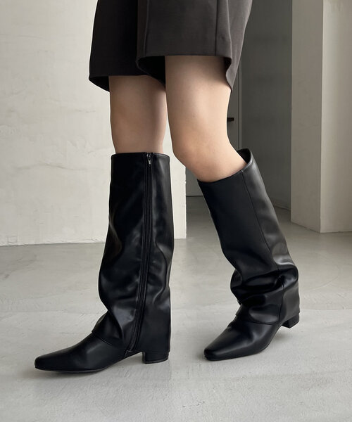 美品】マミアン mamian 日本製 ストレッチ ロング ブーツ Sサイズ 黒