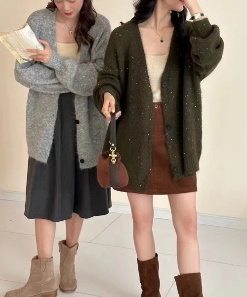 kolor ドッキング　カーディガン　ニット セール】ラメドッキングニットカーディガン（カーディガン/ボレロ