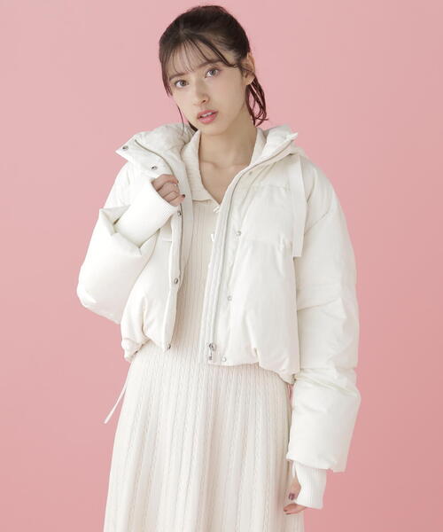 JILLSTUART ピンクベージュ　マウンテンジャケット　ショートコート セール】◇2wayビッグカラーショートコート（その他アウター