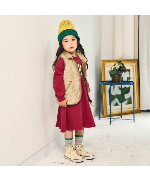 F.O.KIDS（エフオーキッズ）の「【リンク】4色2柄カレッジワンピ（ワンピース・キッズ・グリーン/レッド/ネイビー/アイボリー・80/90/100/110/120/130/140）」の7枚目の写真