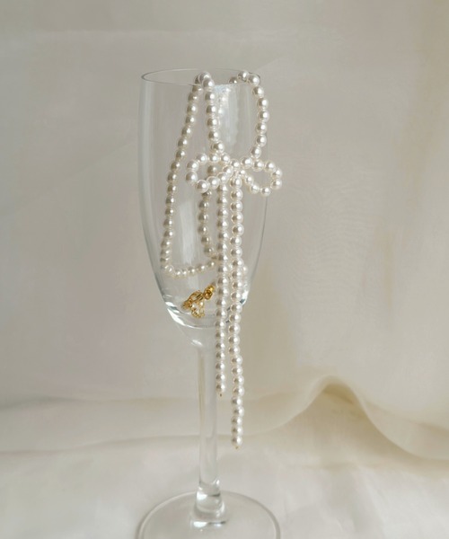 パールリボンロングネックレス-pearl ribbon long necklace 