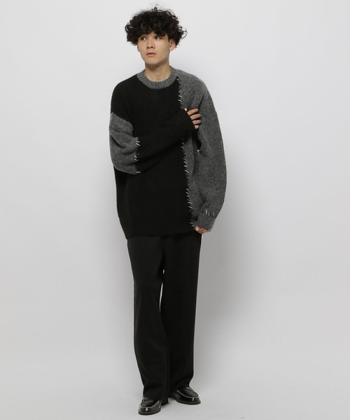 niko and...（ニコアンド）の「かがりステッチニットプルオーバー（ニット/セーター・メンズ・ブラウン/ブラック/アイボリー・MEDIUM/LARGE）」の5枚目の写真