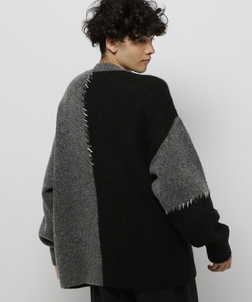 niko and...（ニコアンド）の「かがりステッチニットプルオーバー（ニット/セーター・メンズ・ブラウン/ブラック/アイボリー・MEDIUM/LARGE）」の6枚目の写真