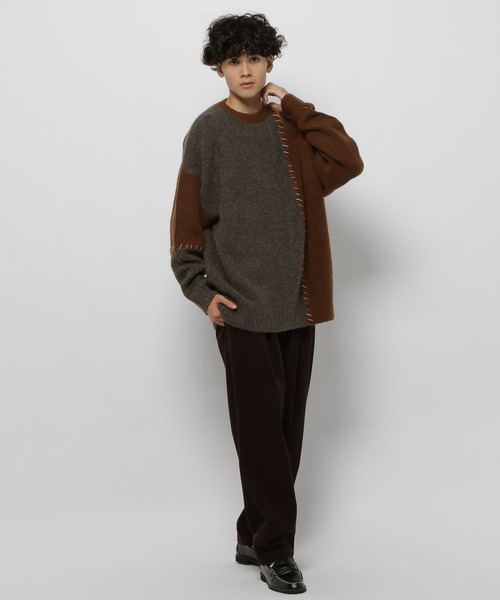 niko and...（ニコアンド）の「かがりステッチニットプルオーバー（ニット/セーター・メンズ・ブラウン/ブラック/アイボリー・MEDIUM/LARGE）」の8枚目の写真