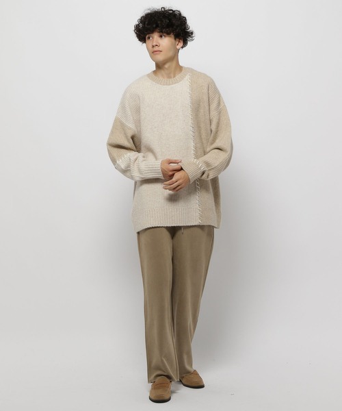 niko and...（ニコアンド）の「かがりステッチニットプルオーバー（ニット/セーター・メンズ・ブラウン/ブラック/アイボリー・MEDIUM/LARGE）」の11枚目の写真