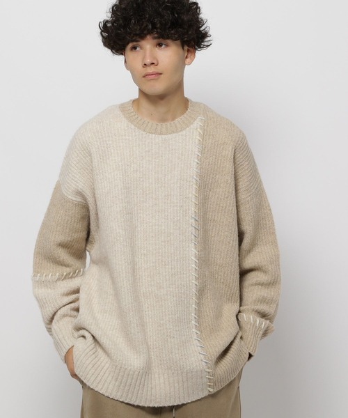 niko and...（ニコアンド）の「かがりステッチニットプルオーバー（ニット/セーター・メンズ・ブラウン/ブラック/アイボリー・MEDIUM/LARGE）」の12枚目の写真