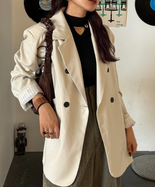 efill（エフィル）の「ダブル ボタン シンプル テーラードジャケット（テーラードジャケット・レディース・オフホワイト・FREE）」の5枚目の写真