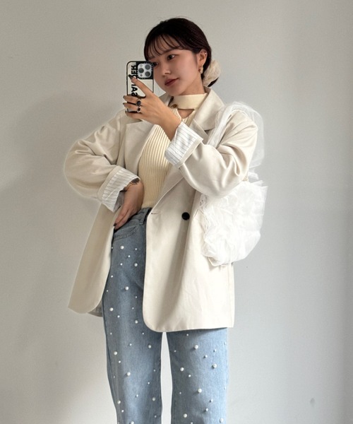 efill（エフィル）の「ダブル ボタン シンプル テーラードジャケット（テーラードジャケット・レディース・オフホワイト・FREE）」の9枚目の写真