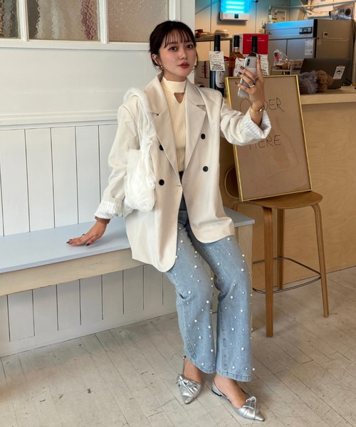 efill（エフィル）の「ダブル ボタン シンプル テーラードジャケット（テーラードジャケット・レディース・オフホワイト・FREE）」の15枚目の写真