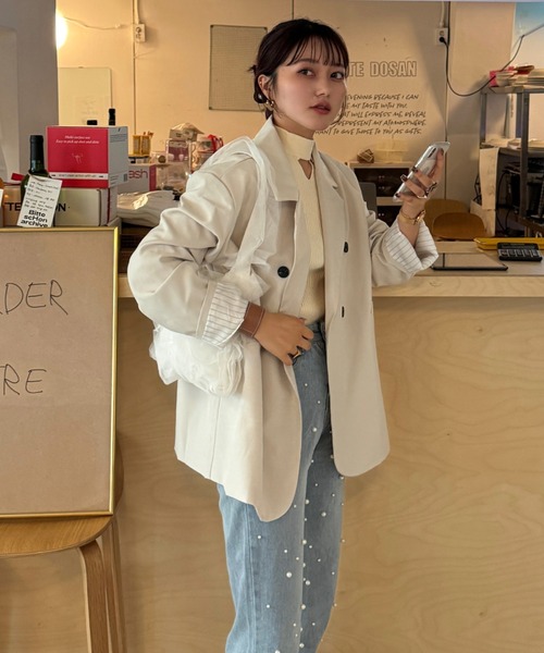 efill（エフィル）の「ダブル ボタン シンプル テーラードジャケット（テーラードジャケット・レディース・オフホワイト・FREE）」の19枚目の写真