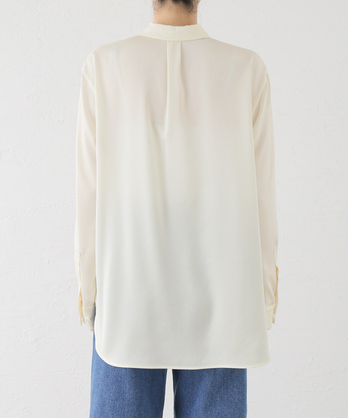 Noble（ノーブル）の「ナチュラルグロスサテンシャツ（シャツ/ブラウス・レディース・チャコールグレー/ホワイト・FREE）」の14枚目の写真