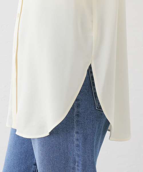 Noble（ノーブル）の「ナチュラルグロスサテンシャツ（シャツ/ブラウス・レディース・チャコールグレー/ホワイト・FREE）」の19枚目の写真